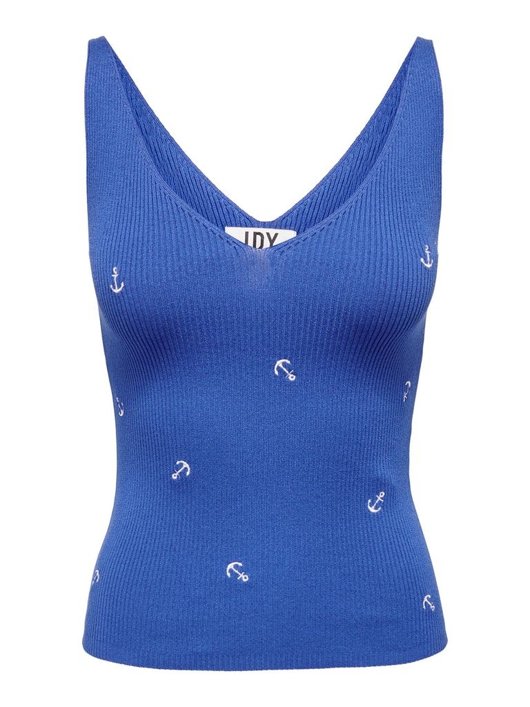 Jdynanna S/L Embroidery Top Knt Dazzling Blue