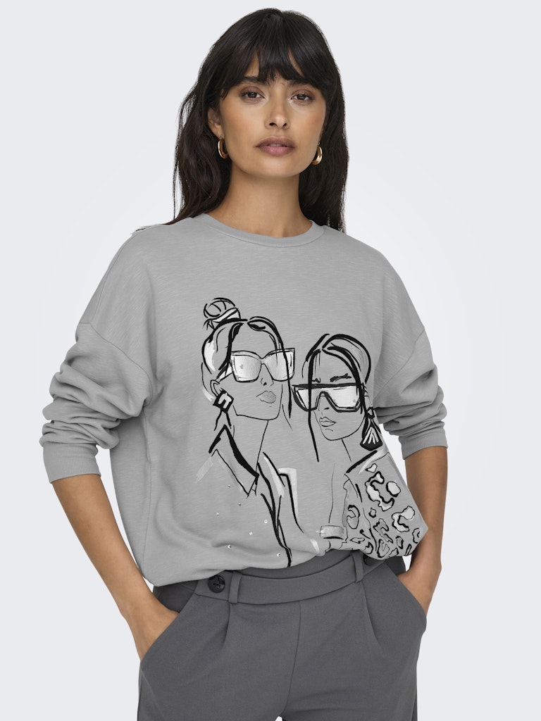 Sweatshirt ONLY Onlsille L/S Ladies O-Neck Box Swt 15333241 Ultimate Grey Graphic