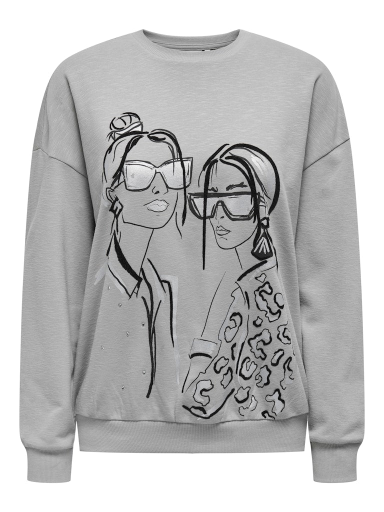 Sweatshirt ONLY Onlsille L/S Ladies O-Neck Box Swt 15333241 Ultimate Grey Graphic