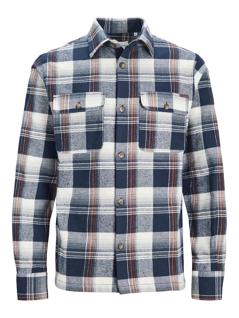 Jjdarren Flannel Check Overshirt LsNavy Blazer