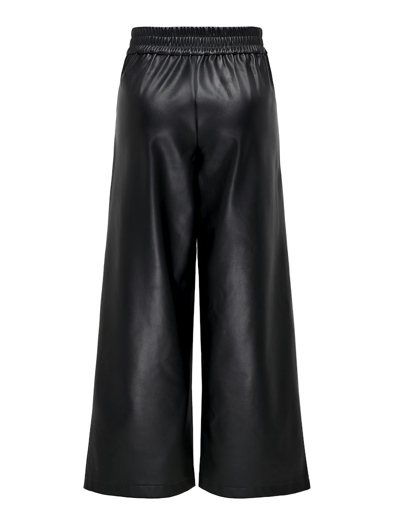 Trousers ONLY Onlbina Faux Leather Wide Pant Bf Otw 15326830 Black