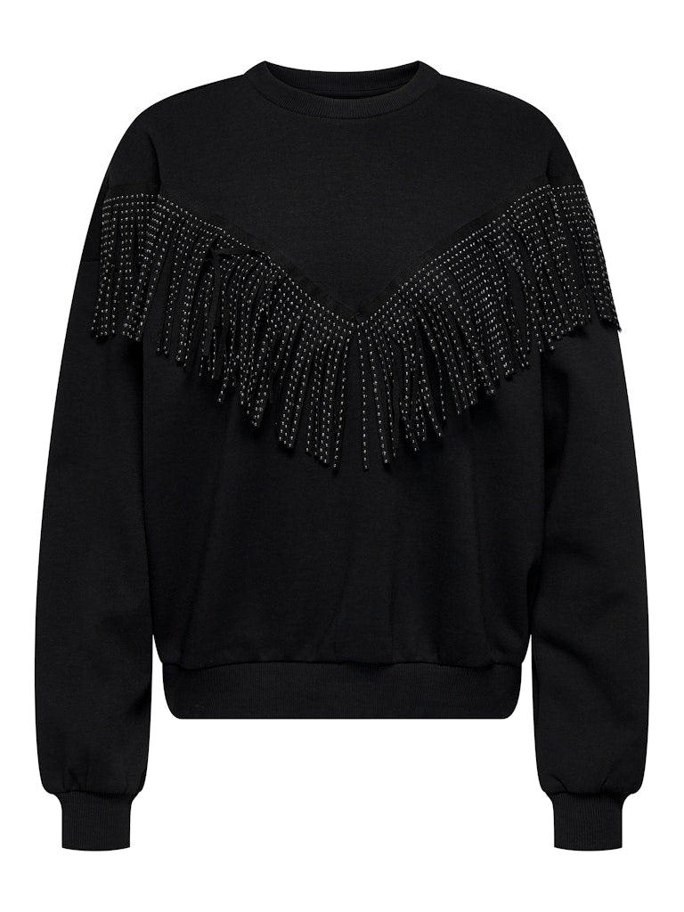 Sweatshirt ONLY Onlfrey L/S O-Neck Fringe Swt 15334016 Black Tasselband black