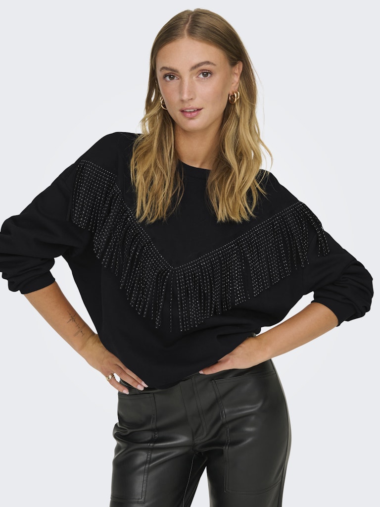 Sweatshirt ONLY Onlfrey L/S O-Neck Fringe Swt 15334016 Black Tasselband black