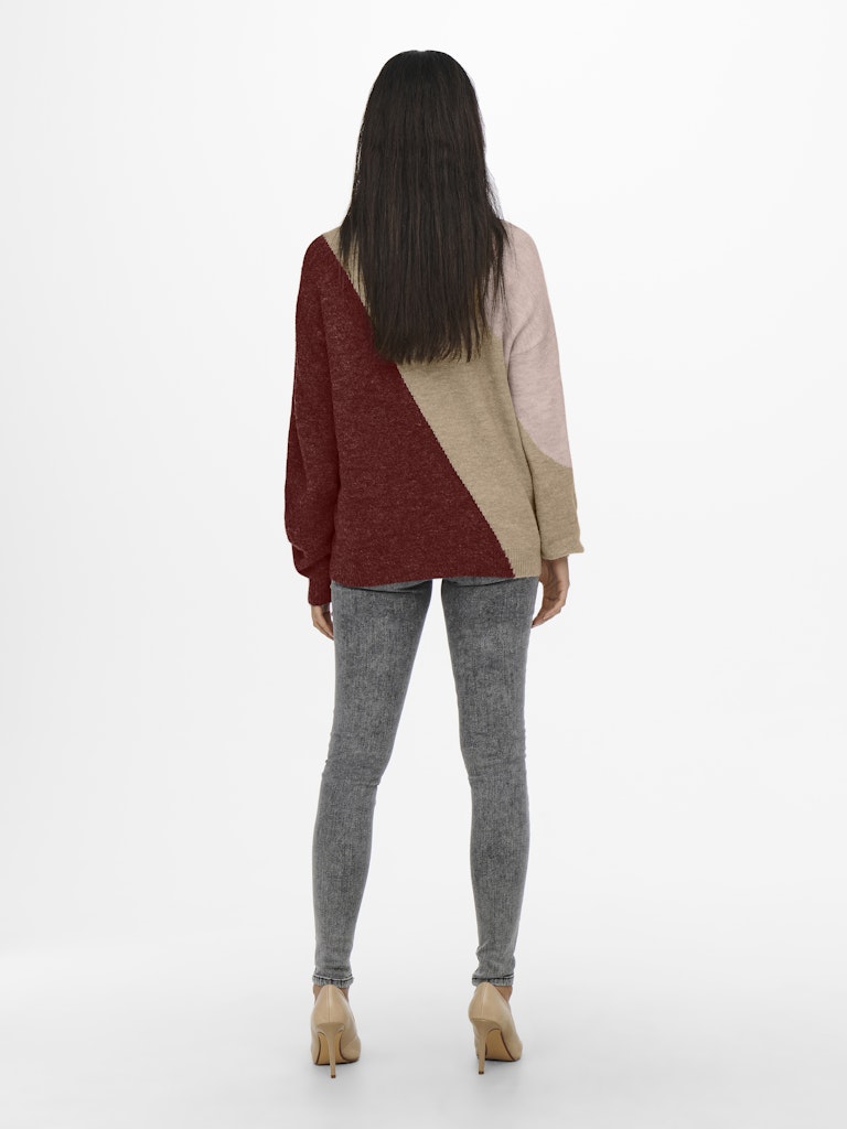 Pullover ONLY Onlsilja L/S Block Pullover Ex Knt 15231372 Tannin W. ROSE SMOKE/MERLOT