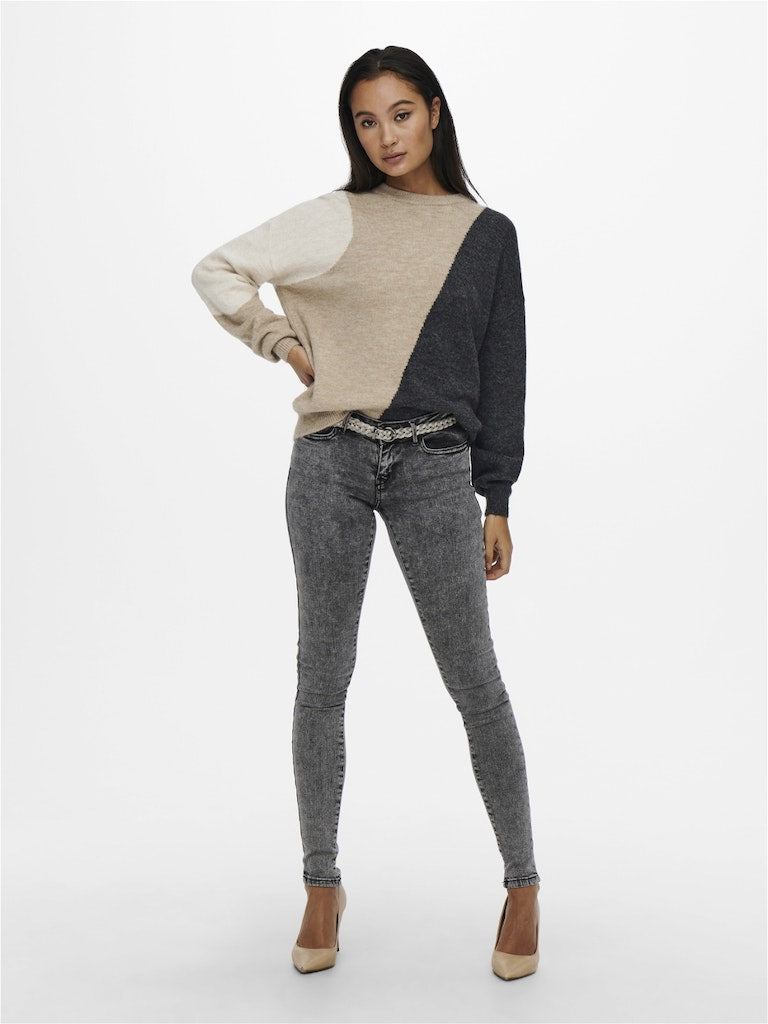 Pullover ONLY Onlsilja L/S Block Pullover Ex Knt 15231372 Toasted Coconut W. WHITECAP GRAY /DGM