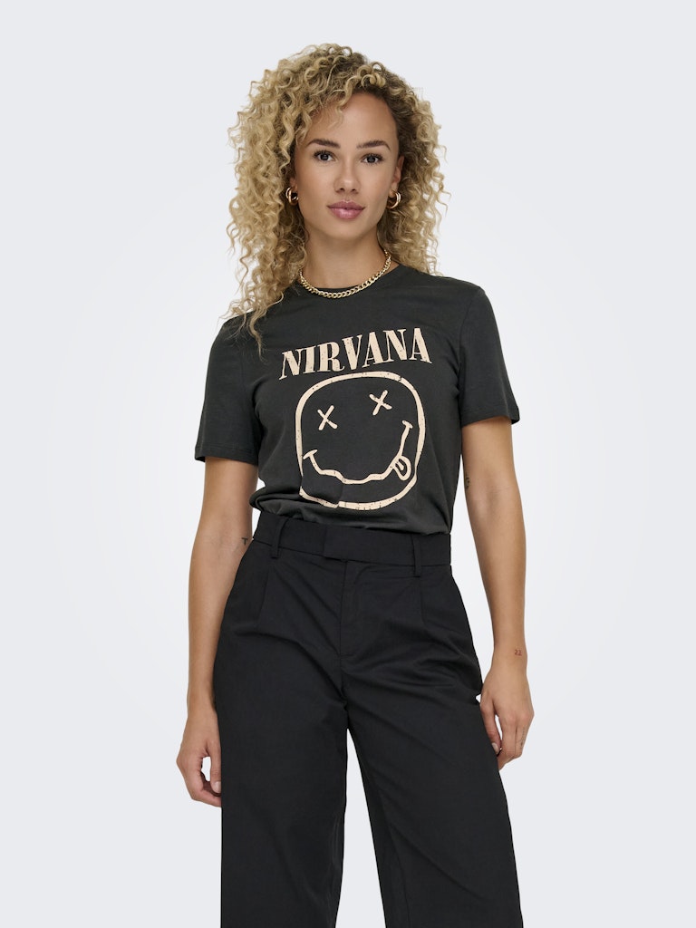 Only Onlnirvana Reg S/S Top Box Jrs15340861 Phantom Smiling