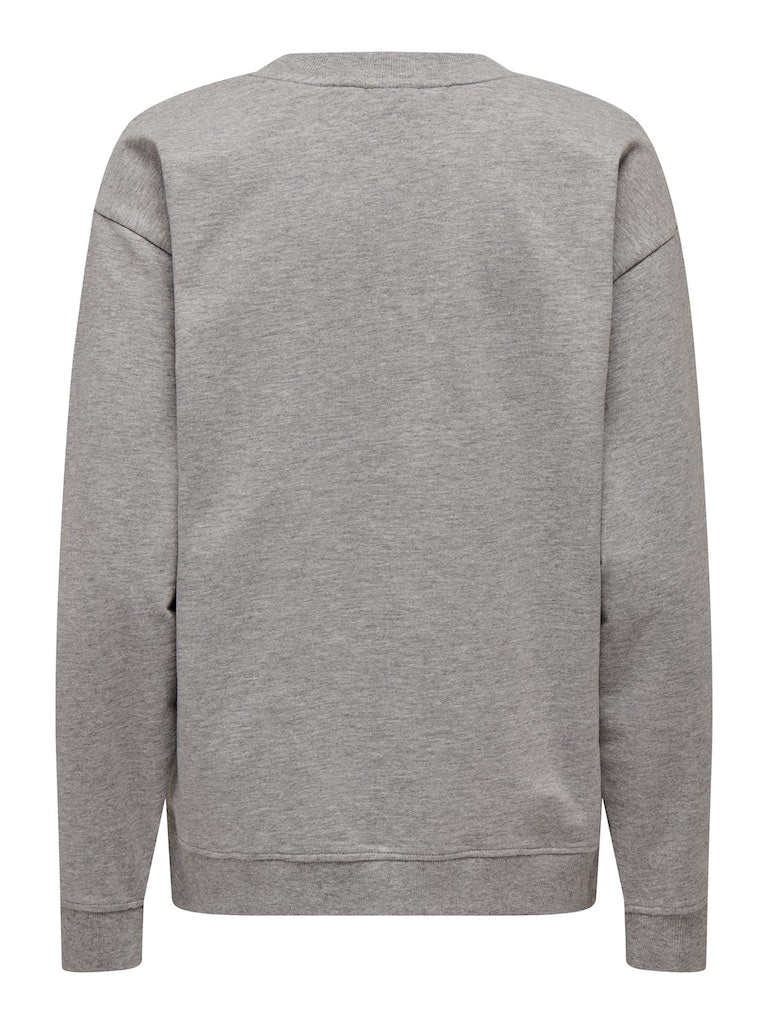 Jdypenelope L/S Print Sweat JrsLight Grey Melange NYC