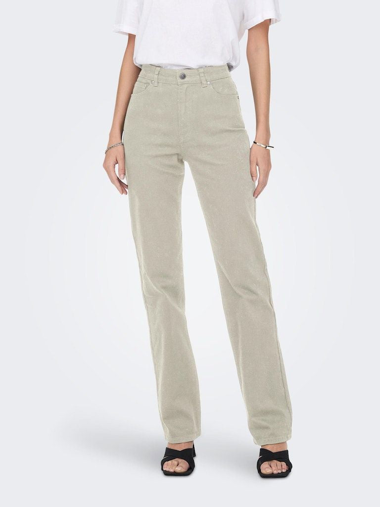 Onlemily Hw Long Straight Pant Pnt Oatmeal